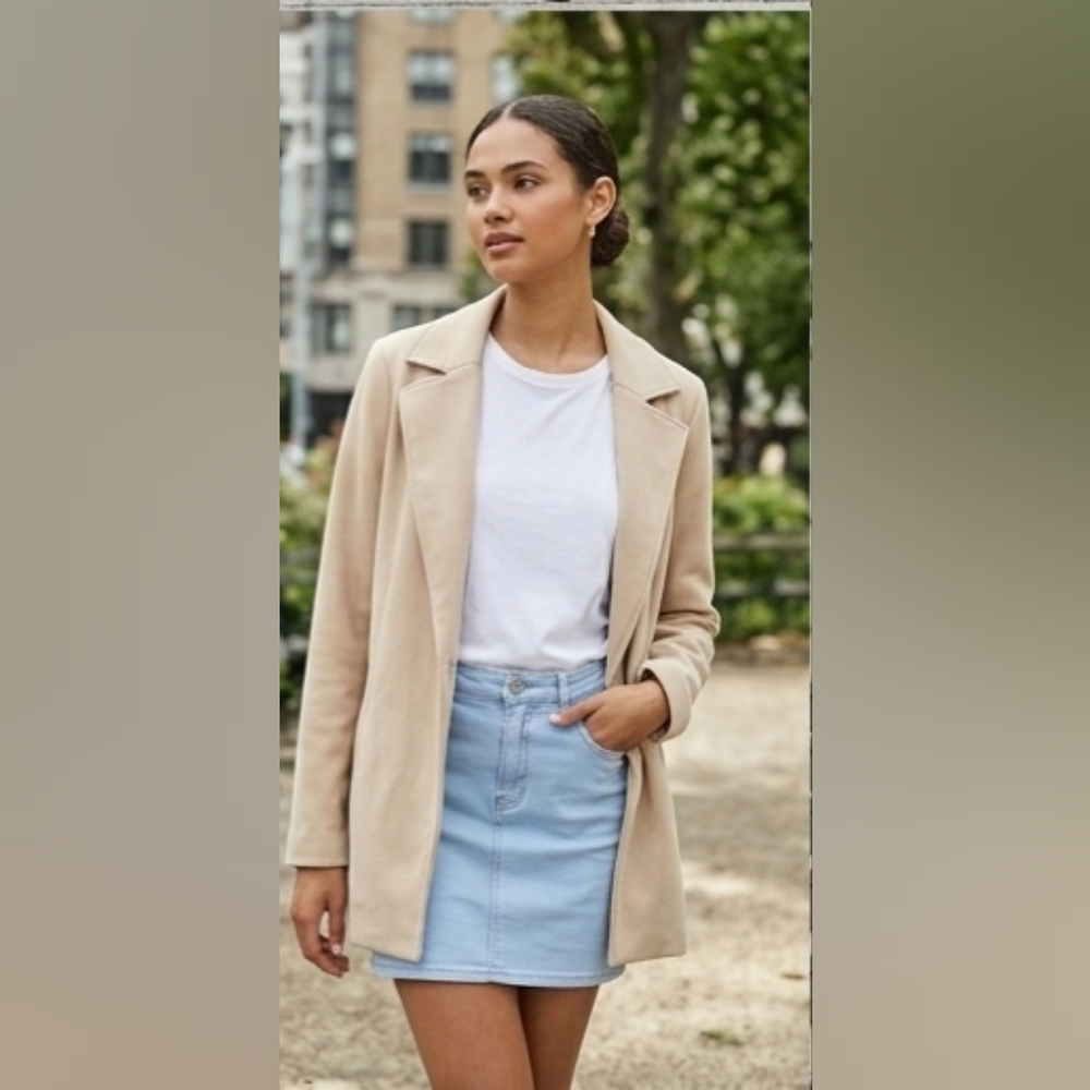 Philosophy Neutral Beige Open-Front Trench Coat | Size Petite Small